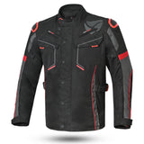 R-Tech Knight Rider Long - Motorcycle Touring Jacket - Black Dark Grey Red 