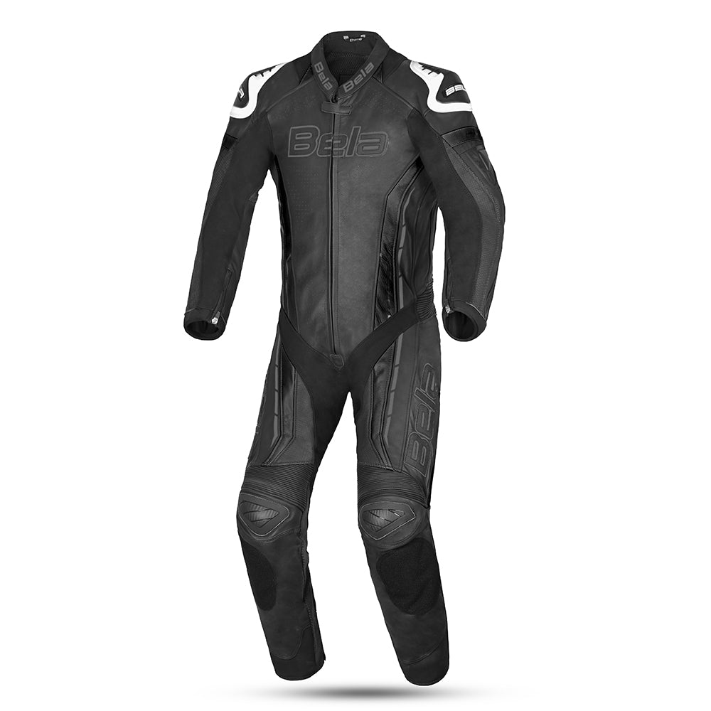 BELA Rocket Man Mix Kangaroo 1 PC Motorbike Suit Black Dark Grey - MaximomotoUK