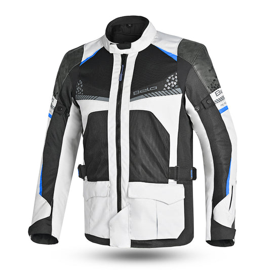 BELA Onsaker Motorcycle Textile Jacket - White Black Blue 