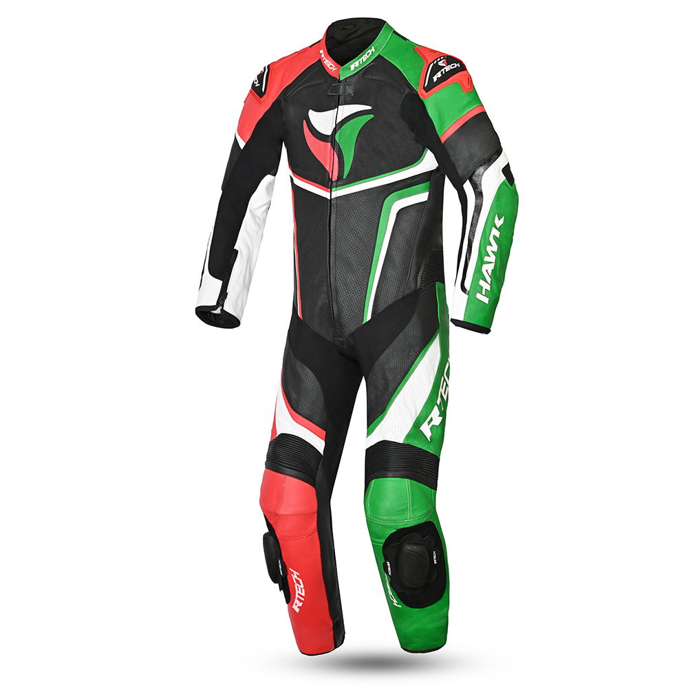 R Tech Hawk 1PC Motorcycle Racing Suit Green Black Red White 