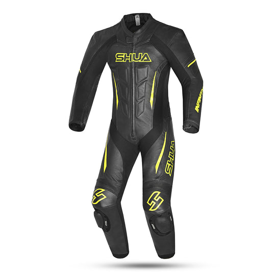 SHUA Infinity 2.0 1 PC Motorcycle Racing Leather Suit Black Yellow Flouro 