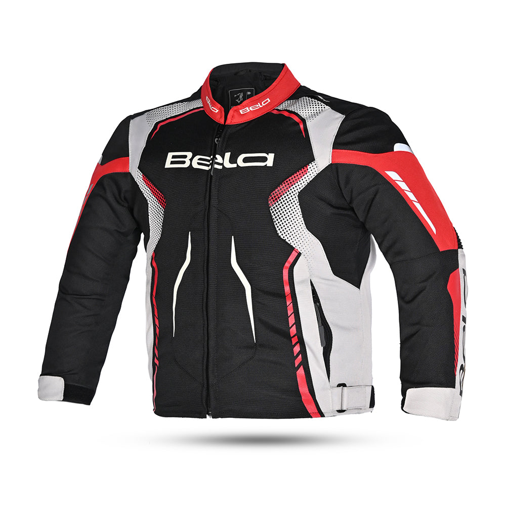 BELA Star youth Kids Motorcycle Jacket Black Red Ice - MaximomotoUK