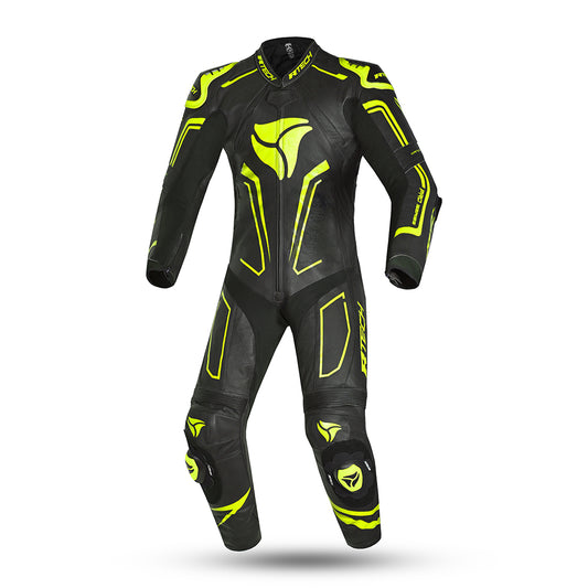 R Tech Rising Star 1PC Motorcycle Racing Leather Suit Black Yellow 