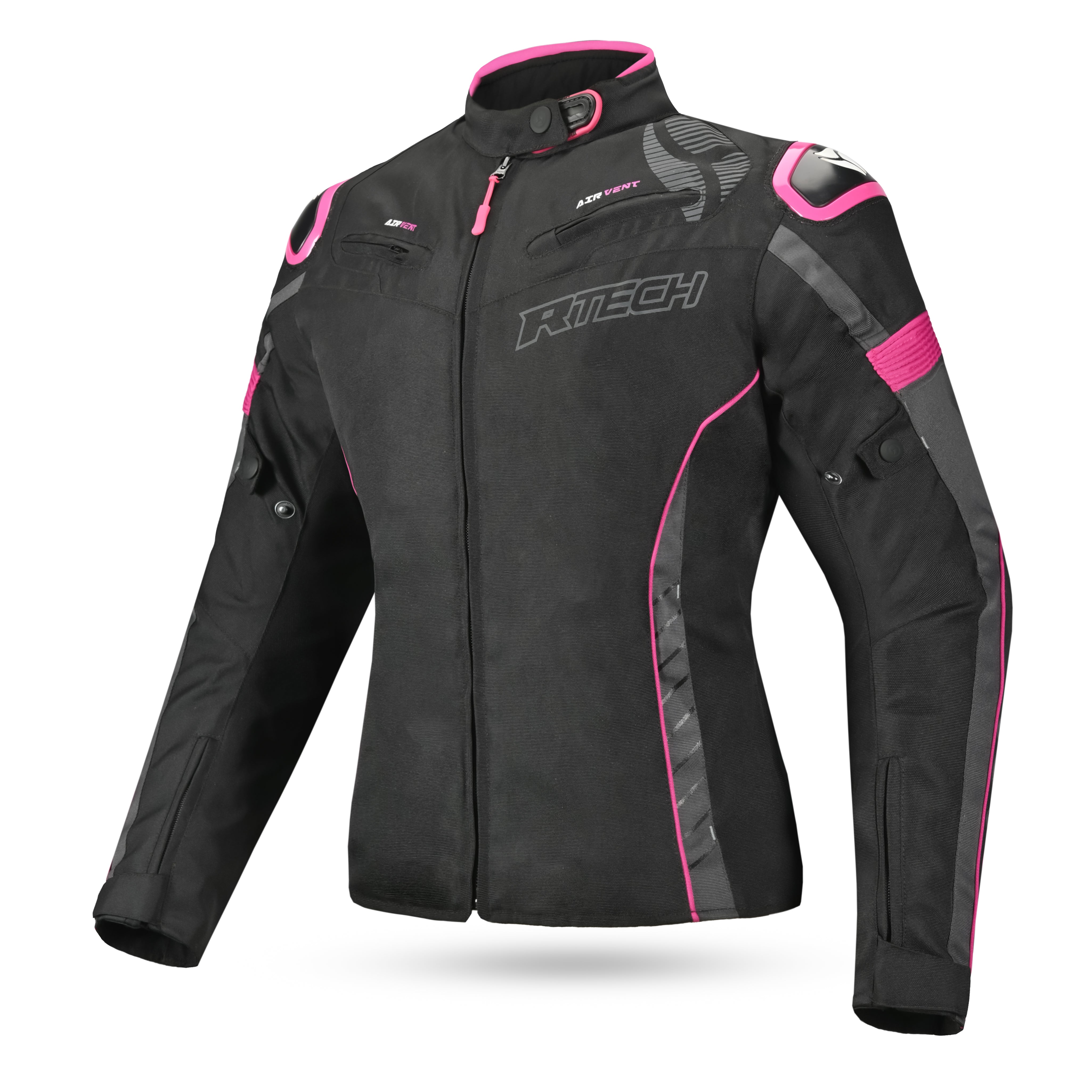 R-Tech Knight Rider Lady Short - Motorcycle Racing Jacket - Black Dark Grey Fuschia 