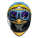 HJC F71 Monkey DJ Motorcycle Full Face Helmet Blue White Fluo Yellow