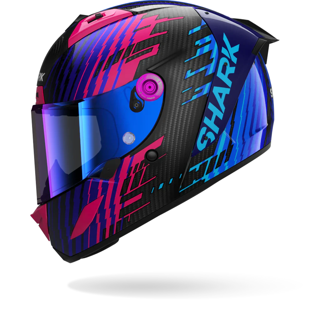 SHARK Aeron Edgy Carbon Helmet – chrome blue-left side