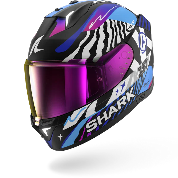 SHARK SKWAL i3 SPEED-FANCY NEGRO Blanco Azul Casco De Moto