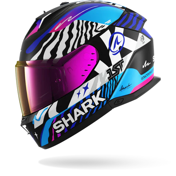 SHARK SKWAL i3 SPEED-FANCY NEGRO Blanco Azul Casco De Moto