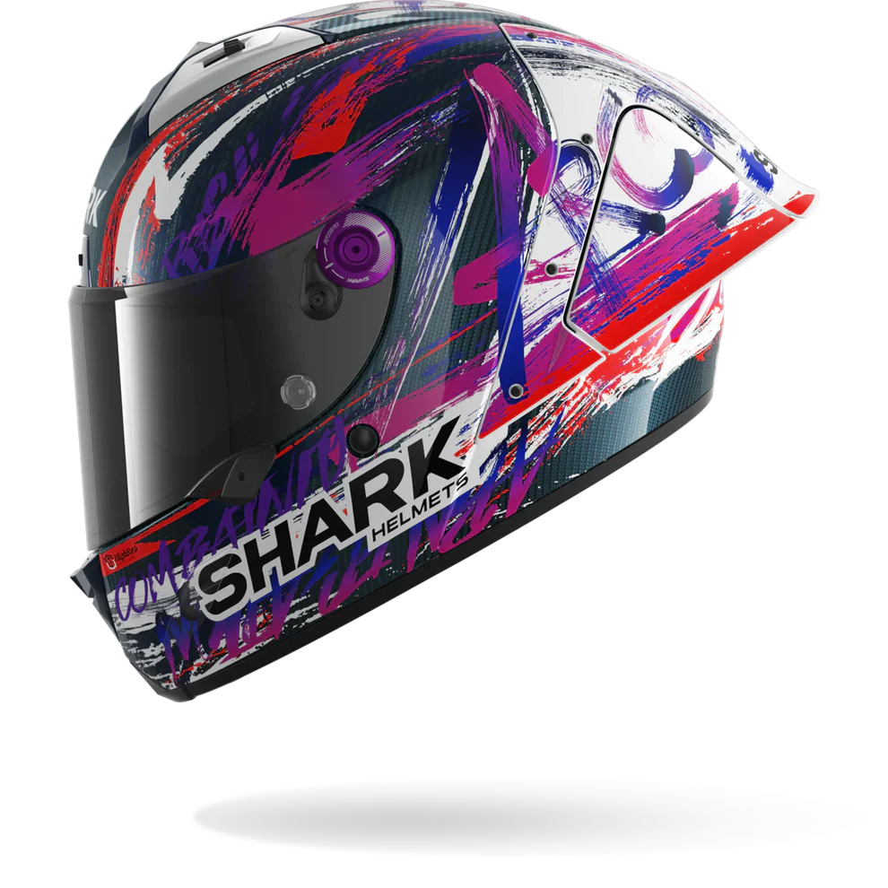 SHARK AERON-GP FIM Carbon Full-Face Motorcycle Helmet Violet White-leftside