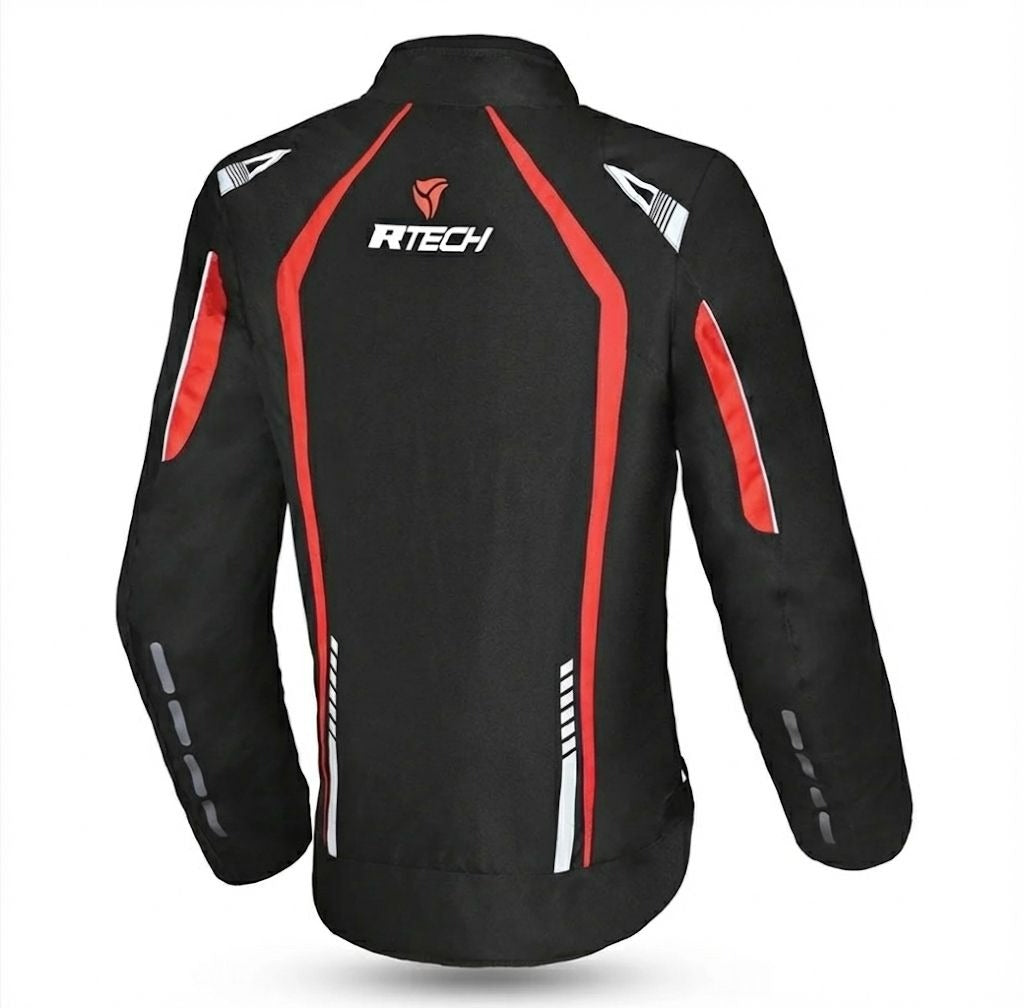 R-TECH MARSHAL LADY MOTORCYCLE TEXTILE JACKET BLACK RED