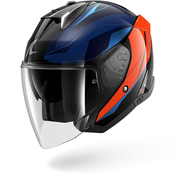SHARK SKWAL i3 JET MEKARIUM MOTORCYCLE HELMET BLACK CHROME ORANGE