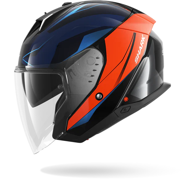 SHARK SKWAL i3 JET MEKARIUM MOTORCYCLE HELMET BLACK CHROME ORANGE