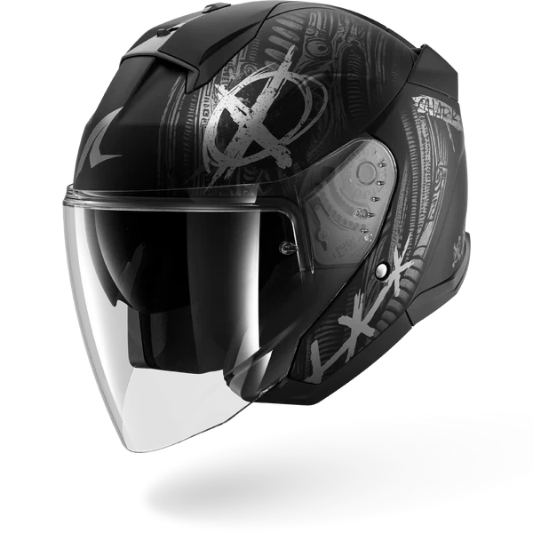 SHARK SKWAL JET SHIEVER MOTORCYCLE HELMET MAT BLACK ANTHRA SILVER