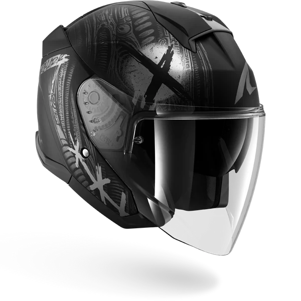 SHARK SKWAL JET SHIEVER MOTORCYCLE HELMET MAT BLACK ANTHRA SILVER
