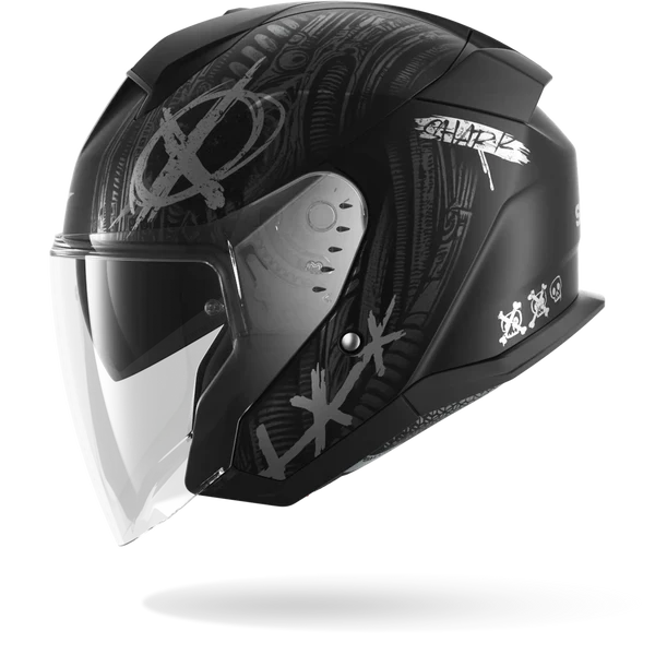 SHARK SKWAL JET SHIEVER MOTORCYCLE HELMET MAT BLACK ANTHRA SILVER