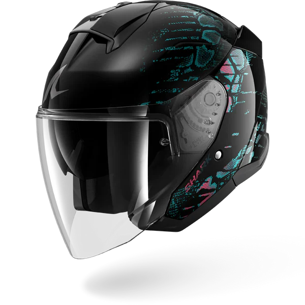 SHARK SKWAL JET REPTAIA MOTORCYCLE HELMET BLACK VIOLET GLITTER