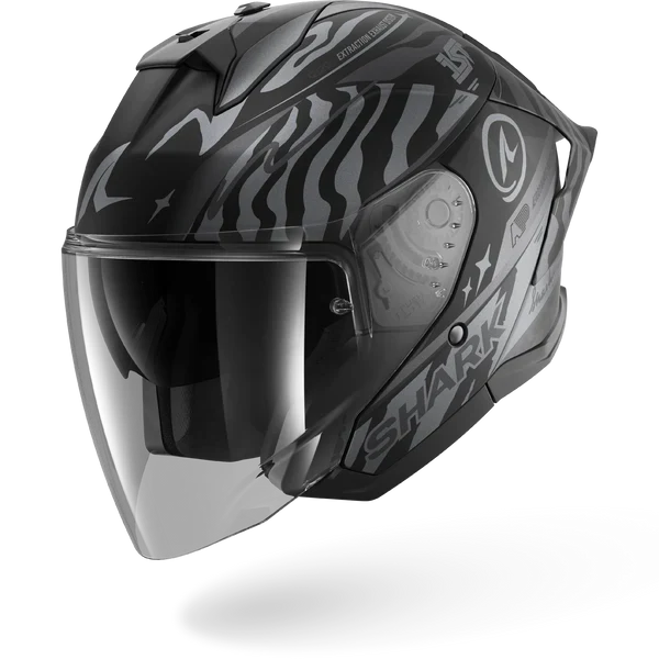 SHARK SKWAL JET CUP SPEED-FANCY MOTORCYCLE HELMET MAT BLACK ANTHRA SILVER