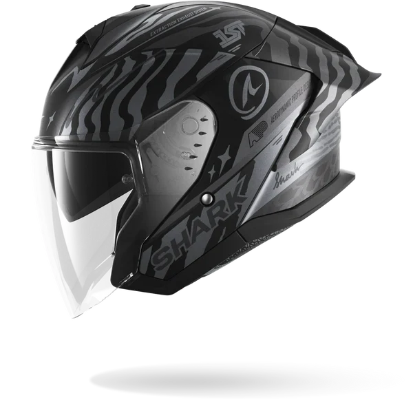 SHARK SKWAL JET CUP SPEED-FANCY MOTORCYCLE HELMET MAT BLACK ANTHRA SILVER