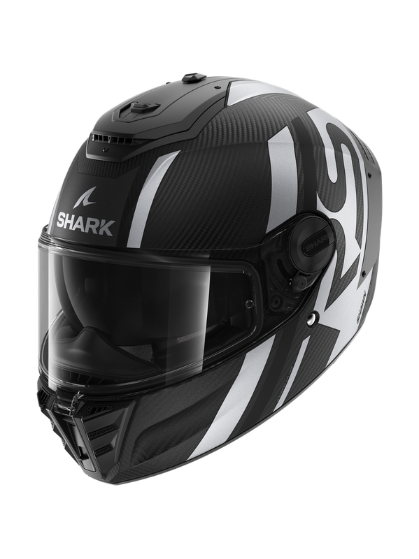  SHARK SPARTAN RS CARBON SHAWN BLACK CHARCOAL MATTE SILVER