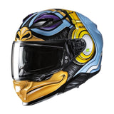 HJC F71 Monkey DJ Motorcycle Full Face Helmet Blue White Fluo