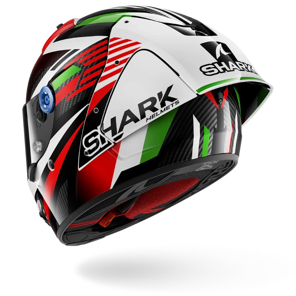 SHARK AERON GP First Lap Carbon Racing Motorcycle Helmet Red Green White-backside