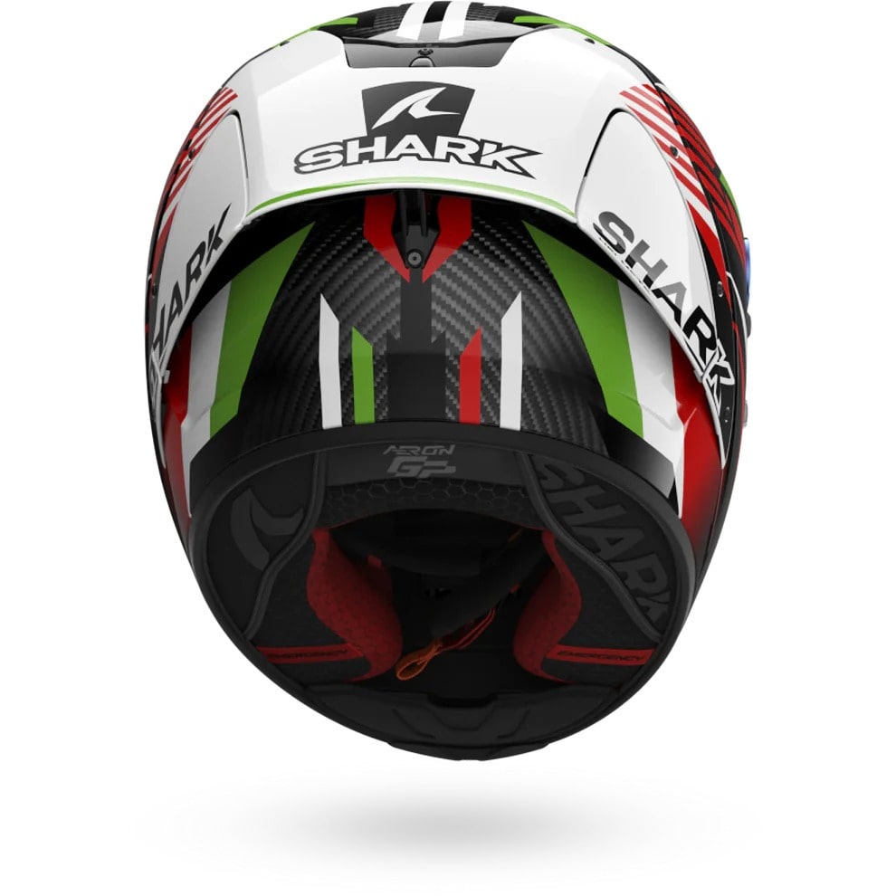 SHARK AERON GP First Lap Carbon Racing Motorcycle Helmet Red Green White-back