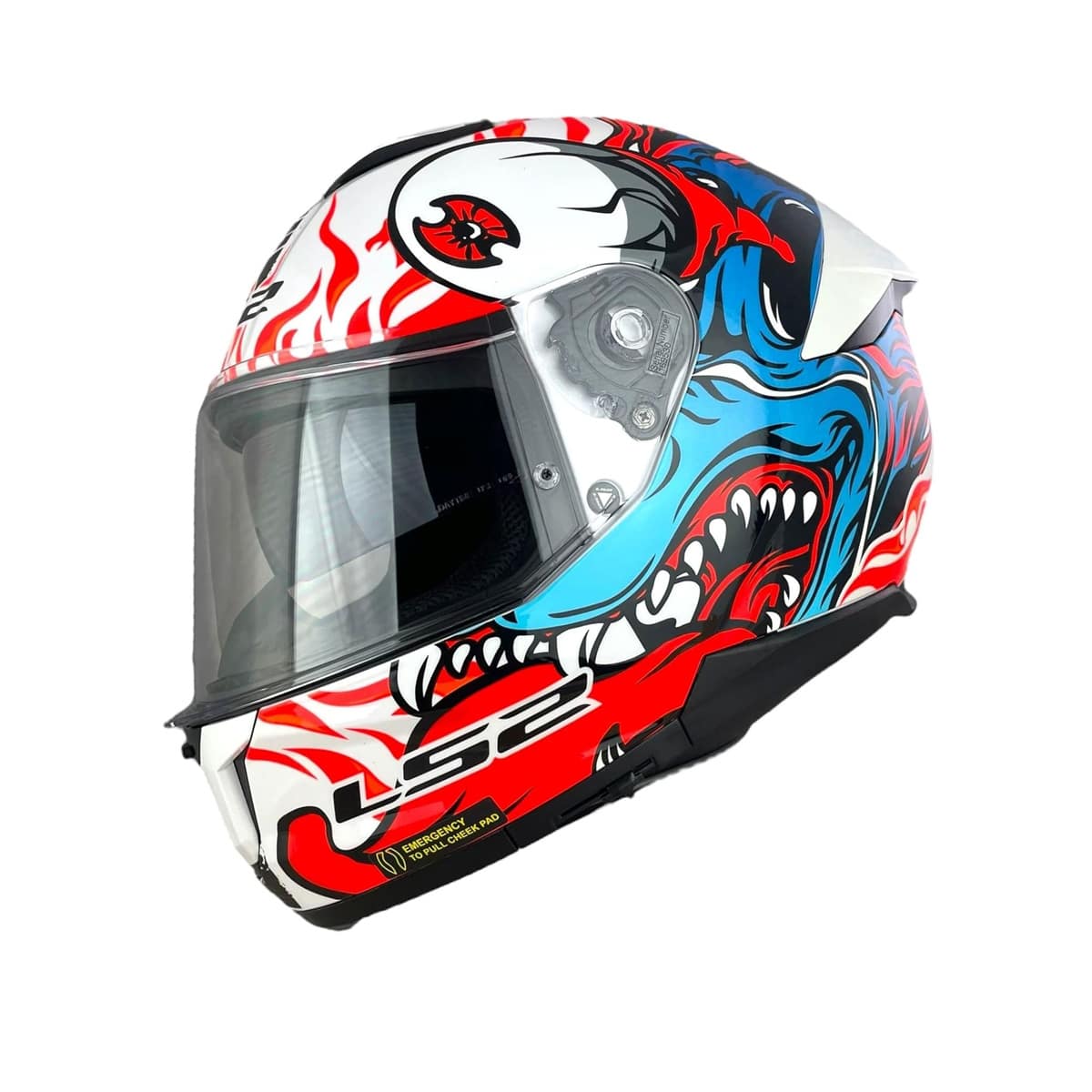 LS2 FF808 STREAM II INFERNO MOTORCYCLE FULL FACE HELMET WHITE BLUE