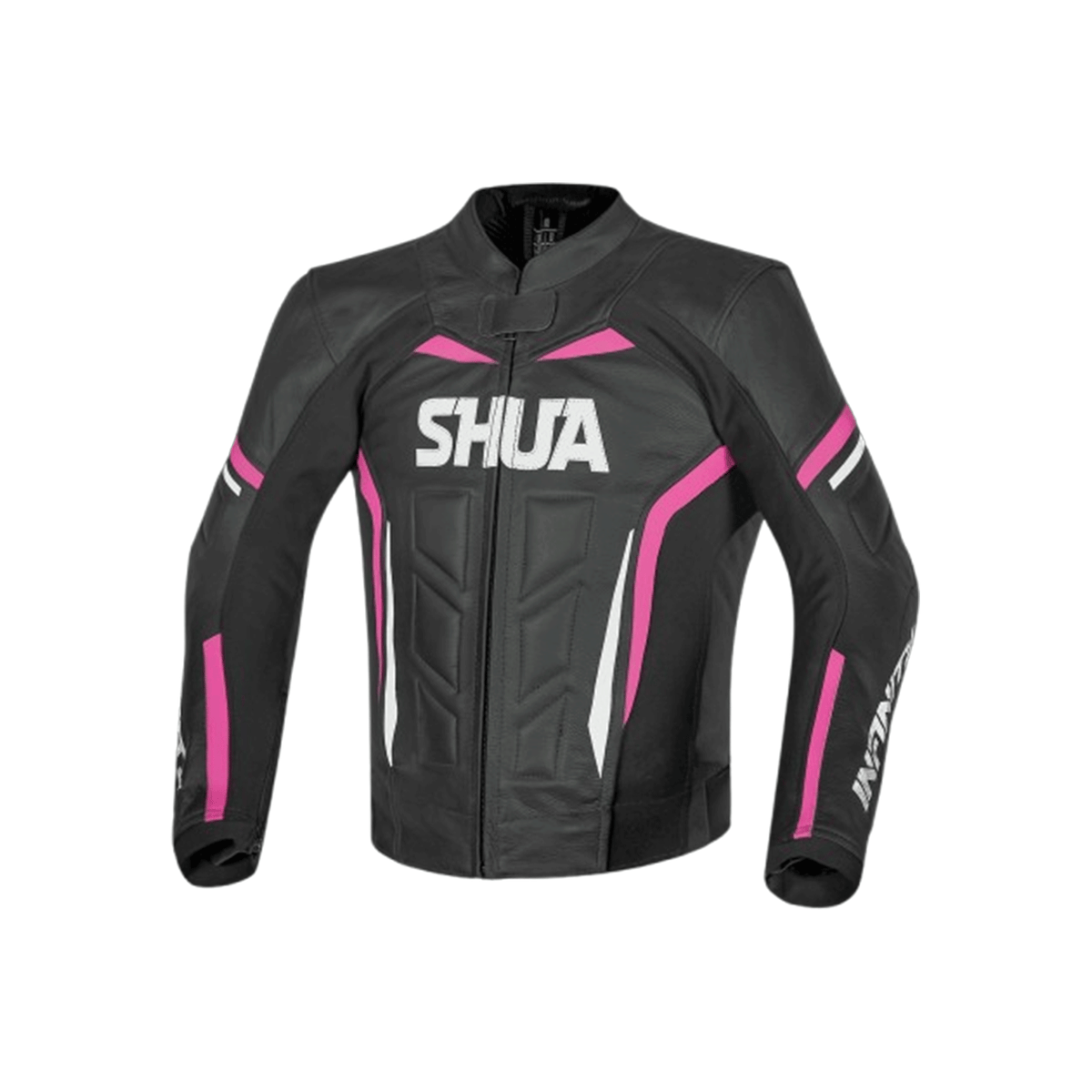 SHUA INFINITY WOMEN MOTORCYCLE LEATHER JACKET BLACK FUCHSIA