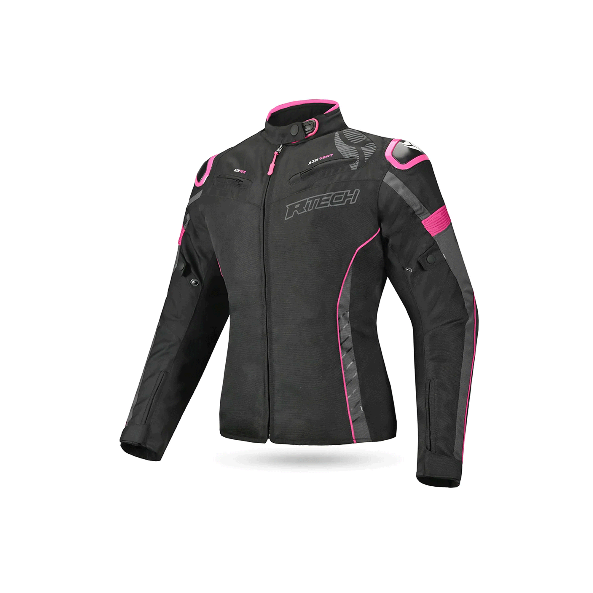 R-Tech Knight Rider Lady Short Motorcycle Racing Jacket Black Dark Grey Fuschia
