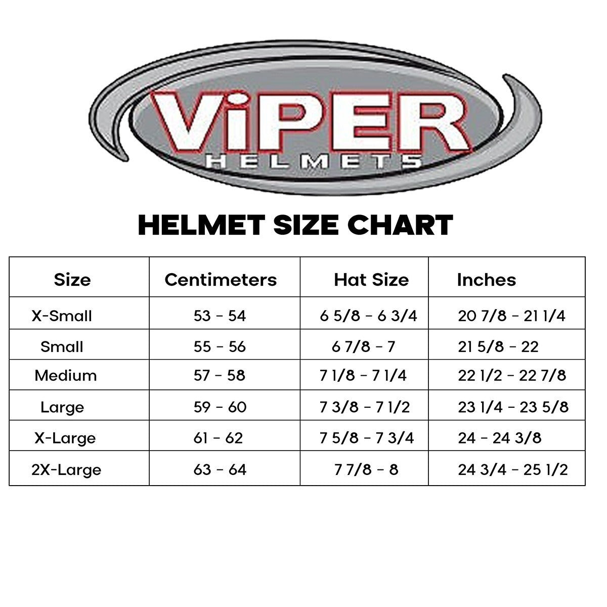 Maximo Moto UK Viper Helmet Size Chart
