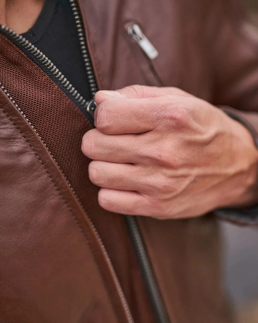 SHIMA HUNTER 2.0 MOTORCYCLE LEATHER JACKET LIGHT BROWN