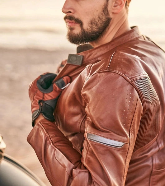 SHIMA HUNTER 2.0 MOTORCYCLE LEATHER JACKET LIGHT BROWN