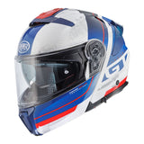 Premier Legacy GT SE 13 Modular Motorcycle Helmet – White, Blue & Red