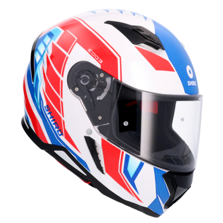 SHIRO CASCO  HUNTER SH-890 EDGE BOANCO PEARL AZUL ROJO 