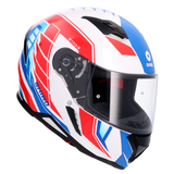 SHIRO CASCO  HUNTER SH-890 EDGE BOANCO PEARL AZUL ROJO 