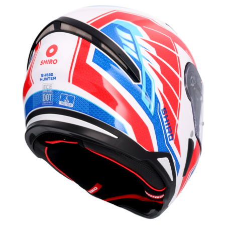 SHIRO CASCO  HUNTER SH-890 EDGE BOANCO PEARL AZUL ROJO 