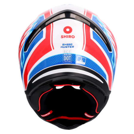 SHIRO CASCO  HUNTER SH-890 EDGE BOANCO PEARL AZUL ROJO 