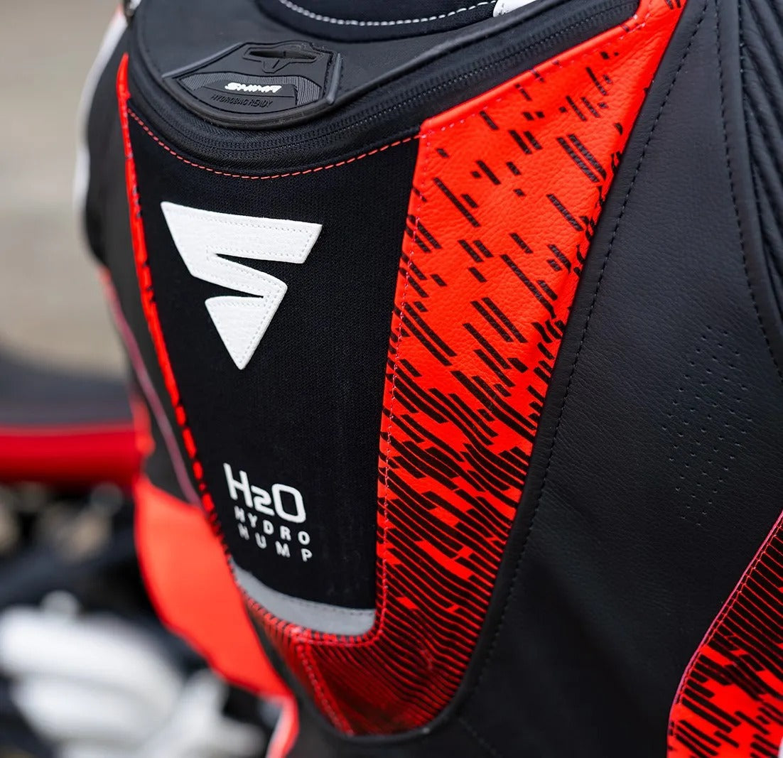 SHIMA STR 2.0 MOTORCYCLE LEATHER JACKET RED FLUO