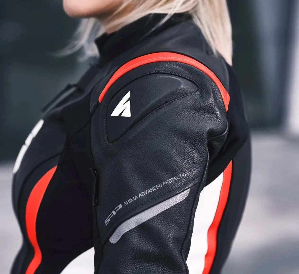 SHIMA MIURA 2.0 LADY MOTORCYCLE LEATHER JACKET RED FLUO