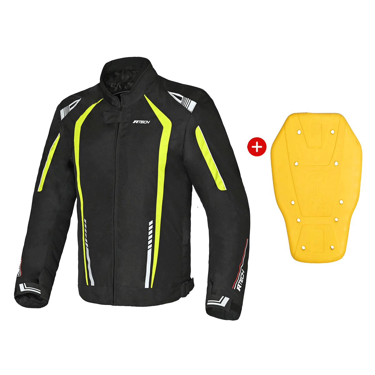 R-TECH Marshal Textile Motorbike Touring Jacket Black Yellow Flou