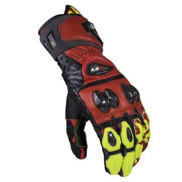 Ls2 Feng Racing Gloves Red H-V Yellow 