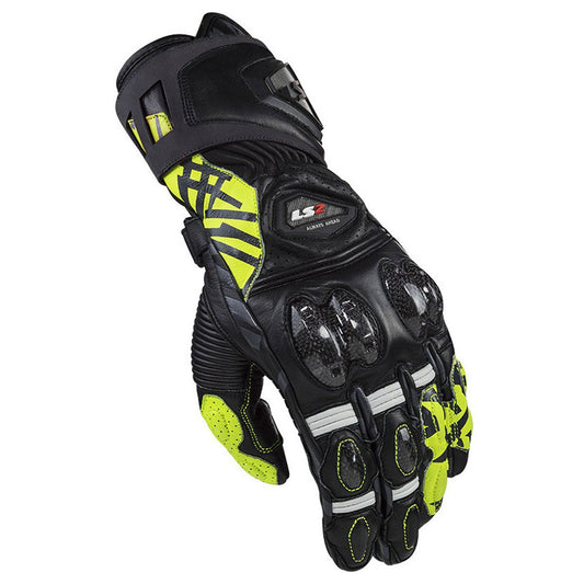 Ls2 Feng Racing Gloves Black H-V Yellow 