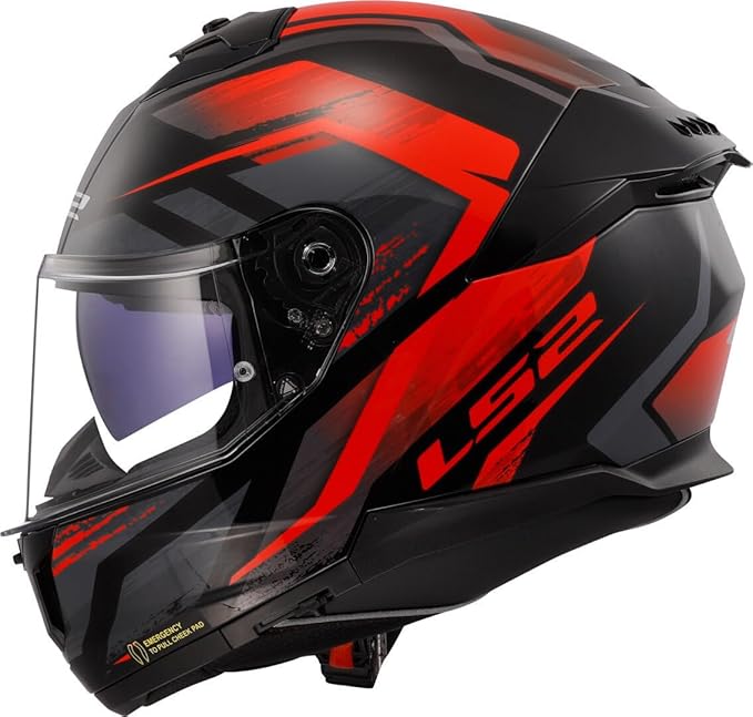 LS2 FF808 STREAM FULL FACE HELMETS  FURY BLACK RED-06 3XL 