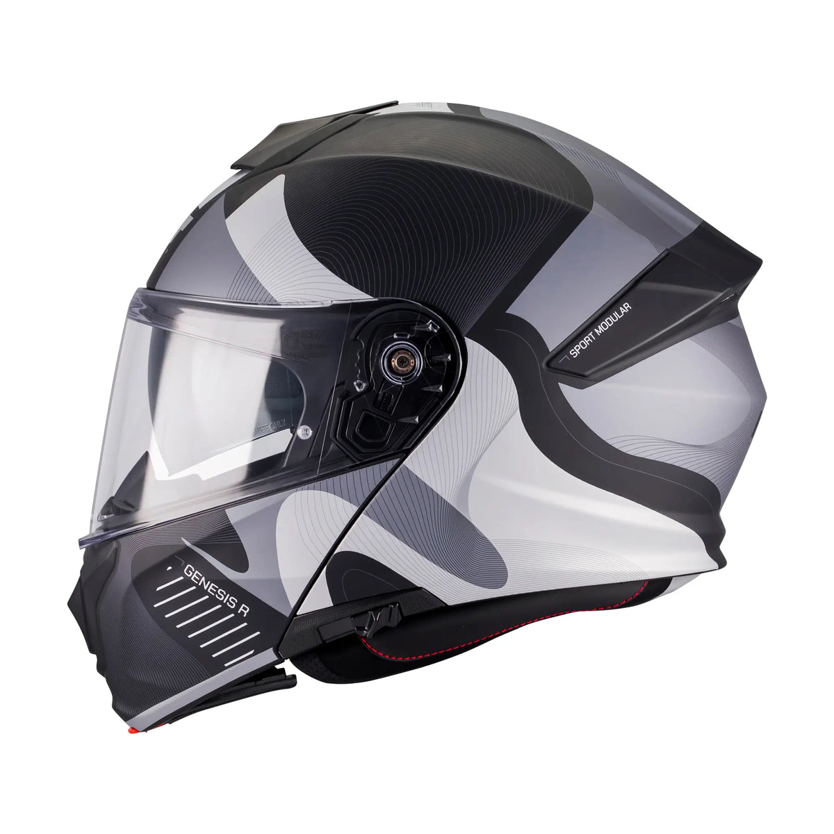 MT Genesis R Lancer B12 Motorcycle Modular Helmet Matt Black Grey
