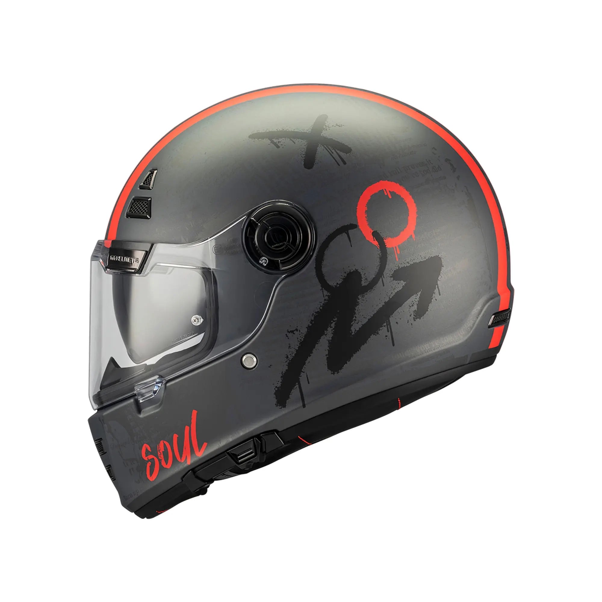 MT Jarama SV Papercut Motorcycle Full Face Helmet Matt Black Red
