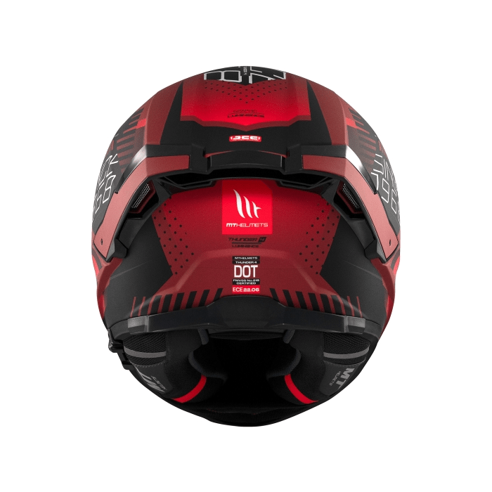 MT Thunder 4 Lumin Full Face Motorcycle Helmet Red Back
