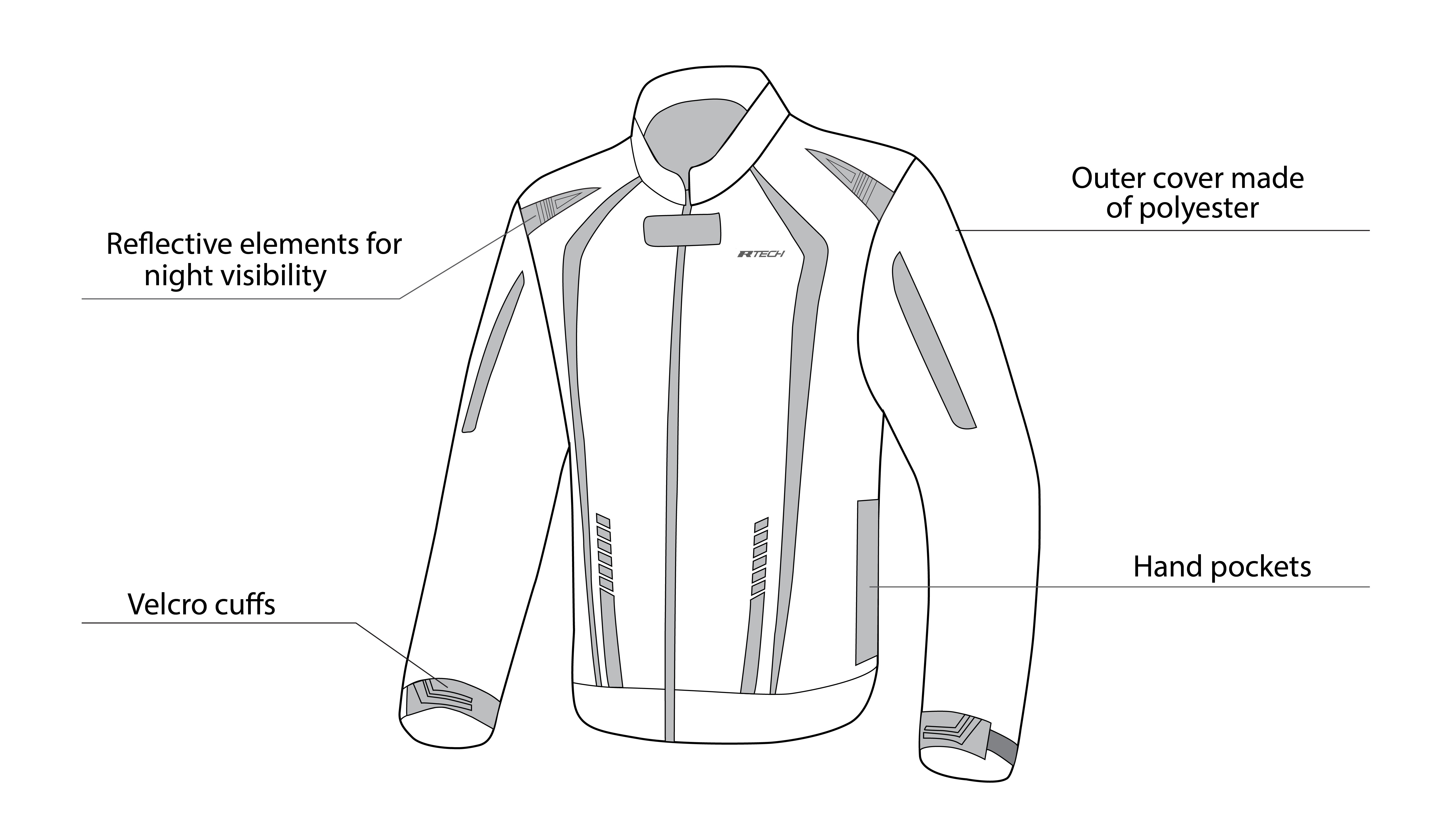 R Tech Marshal Textile Motorcycle Jacket Black Grey