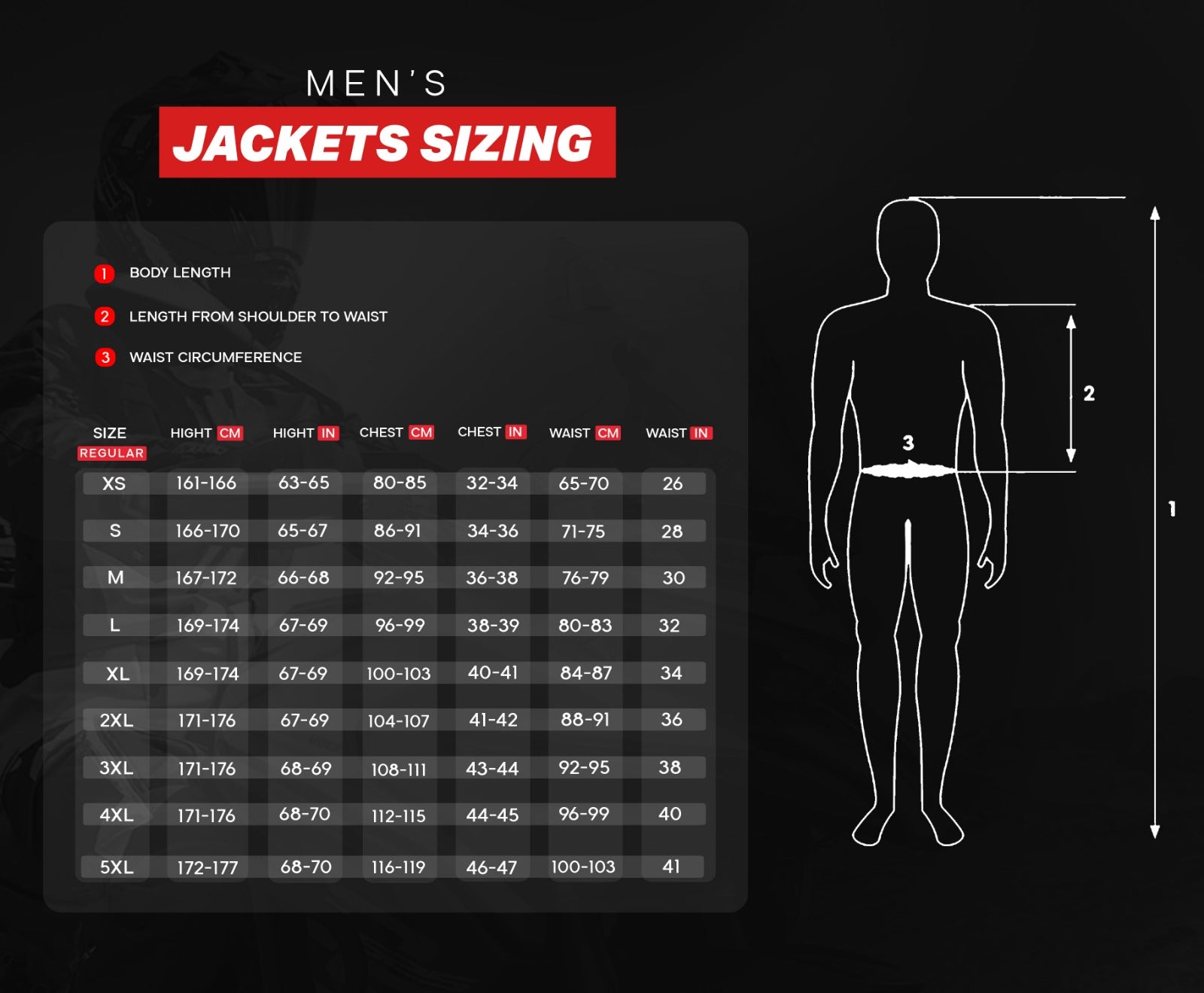 Motorcycle_Men Jacket_Size_Chart