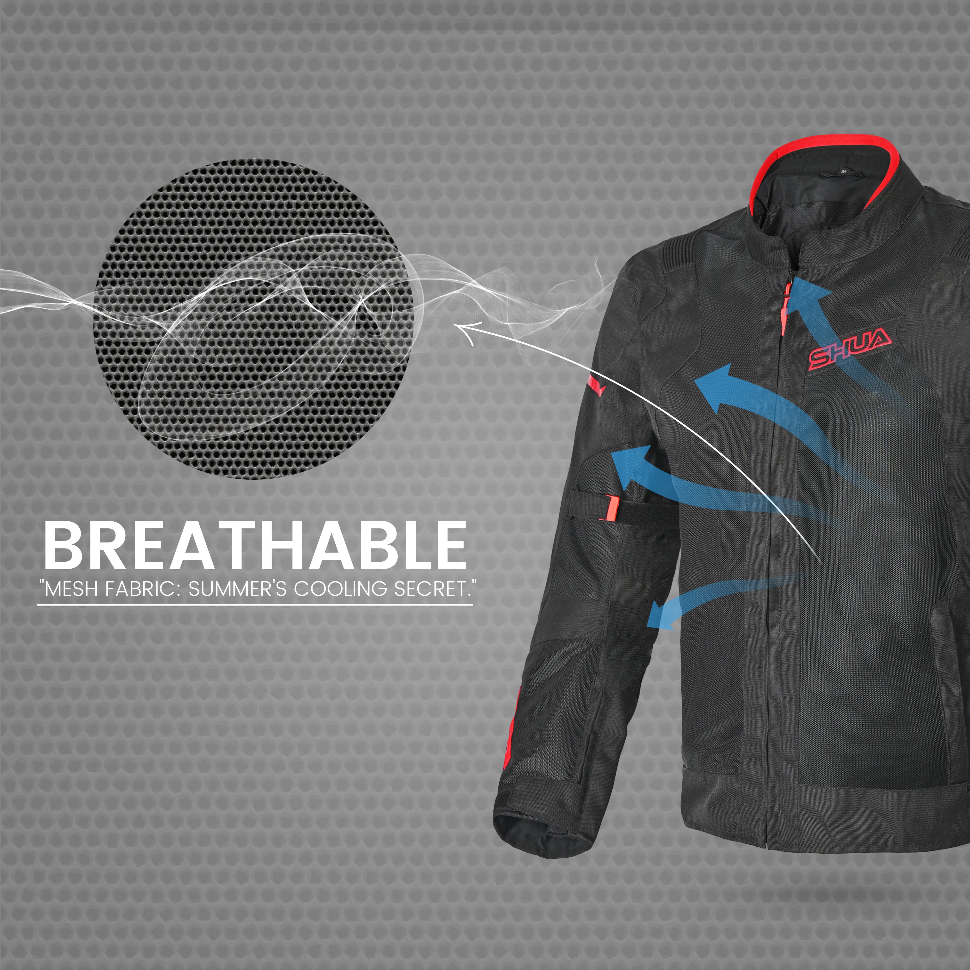 SHUA Gravity Mesh Summer Motorcycle Jacket Black Red