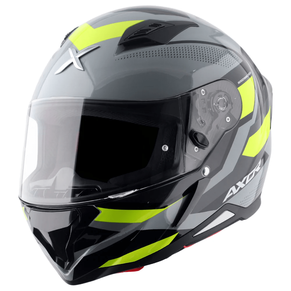 AXOR HUNTER CORNET FULL FACE MOTORCYCLE HELMET BLACK MATTE_FLUORESCENT YELLOW